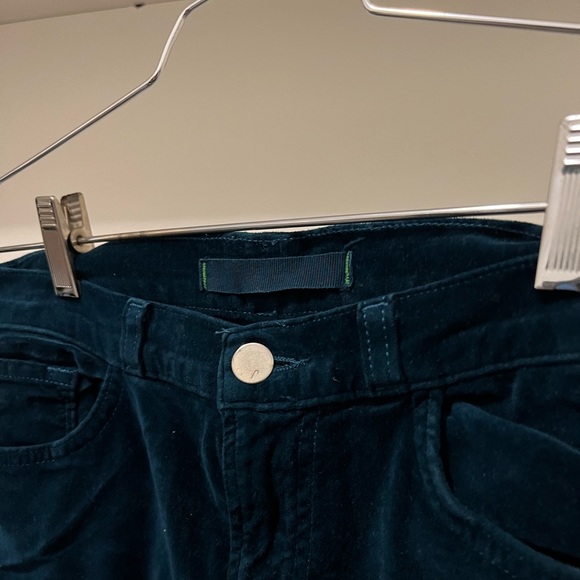 Deep teal velvet skinny fit pants - Picture 2 of 4